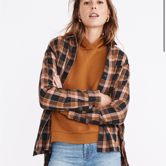 Like New Madewell Flannel Oversized Ex-Boyfriend Shirt in Gideon Plaid, L - Picture 4 of 12
